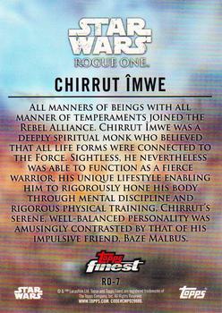 2018 Topps Finest Star Wars - Rogue One: A Star Wars Story #RO-7 Chirrut Imwe Back