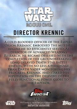 2018 Topps Finest Star Wars - Rogue One: A Star Wars Story #RO-11 Director Krennic Back
