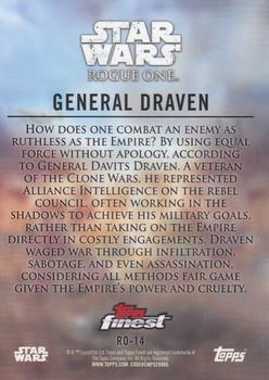 2018 Topps Finest Star Wars - Rogue One: A Star Wars Story Gold #RO-14 General Draven Back