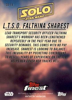 2018 Topps Finest Star Wars - Solo: A Star Wars Story #SO-18 L.T.S.O. Falthina Sharest Back