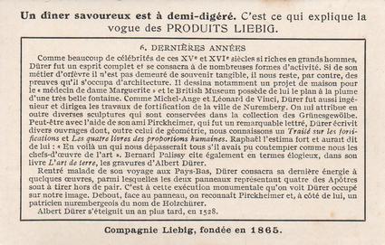 1948 Liebig La vie d'Albert Durer (The Life of Albert Durer) (French Text) (F1469, S1471) #6 Dernieres annees Back