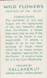 1939 Gallaher Wild Flowers #27 Cornflower Back