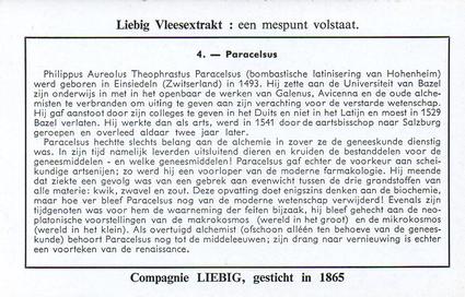1960 Liebig De Alchemie (Alchemy) (Dutch Text) (F1722, S1725) #4 Paracelsus Back