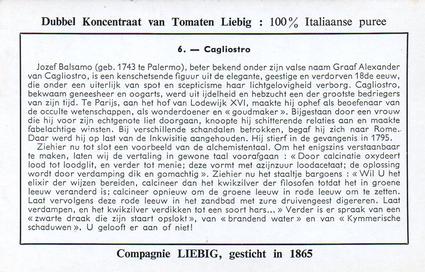 1960 Liebig De Alchemie (Alchemy) (Dutch Text) (F1722, S1725) #6 Cagliostro Back