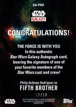 2018 Topps Star Wars Galaxy Series 8 - Autographs Blue #NNO Philip Anthony-Rodriguez Back