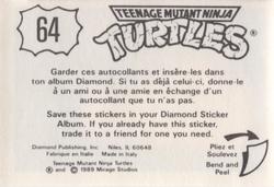 1989 Diamond Teenage Mutant Ninja Turtles Stickers #64 Teenage Mutant Ninja Turtles Back