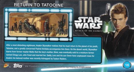 2016 Topps 3Di Star Wars: Attack of the Clones #16 Return to Tatooine Back