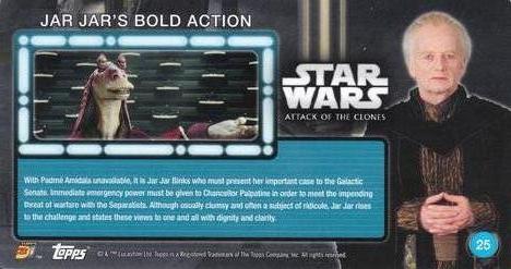 2016 Topps 3Di Star Wars: Attack of the Clones #25 Jar Jar's Bold Action Back
