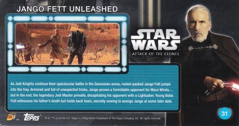2016 Topps 3Di Star Wars: Attack of the Clones #31 Jango Fett Unleashed Back
