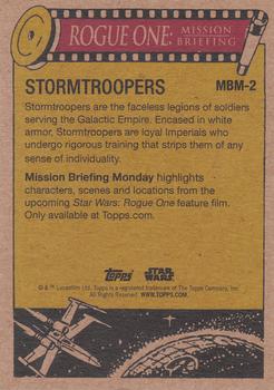 2016 Topps Star Wars Mission Briefing Monday #MBM-2 Stormtroopers Back