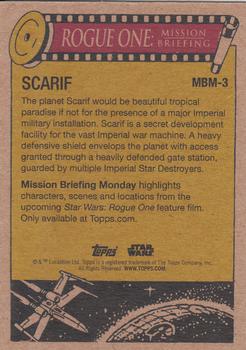 2016 Topps Star Wars Mission Briefing Monday #MBM-3 Scarif Back