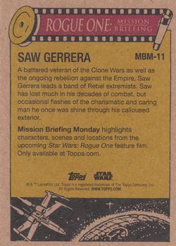 2016 Topps Star Wars Mission Briefing Monday #MBM-11 Saw Gerrera Back