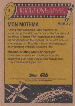 2016 Topps Star Wars Mission Briefing Monday #MBM-12 Mon Mothma Back