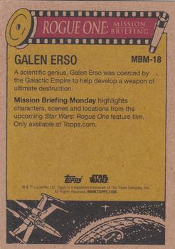 2016 Topps Star Wars Mission Briefing Monday #MBM-18 Galen Erso Back