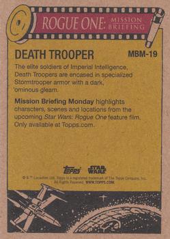 2016 Topps Star Wars Mission Briefing Monday #MBM-19 Death Trooper Back