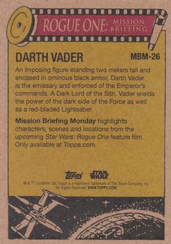2016 Topps Star Wars Mission Briefing Monday #MBM-26 Darth Vader Back