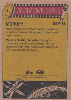 2016 Topps Star Wars Mission Briefing Monday #MBM-E3 Moroff Back
