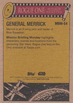2016 Topps Star Wars Mission Briefing Monday #MBM-E4 General Merrick Back