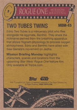 2016 Topps Star Wars Mission Briefing Monday #MBM-E5 Two Tubes Twins Back