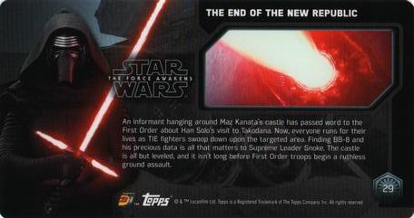 2017 Topps Star Wars The Force Awakens Widevision 3Di #29 The End of The New Republic Back