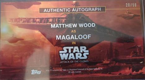 2016 Topps 3Di Star Wars: Attack of the Clones - Autographs #NNO Matthew Wood Back