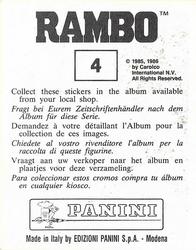 1986 Panini Rambo Stickers #4 Sticker 4 Back