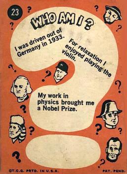 1968 Topps Who Am I? (No Disguise) #23 Albert Einstein Back