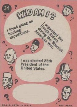 1968 Topps Who Am I? (No Disguise) #34 Teddy Roosevelt Back