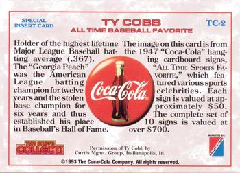 1993 Collect-A-Card Coca-Cola Collection Series 1 - Ty Cobb #TC-2 Ty Cobb Back