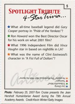 2007 Spotlight Tribute 4-Star Trivia #5 Tom Cruise Back