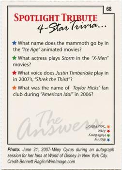 2007 Spotlight Tribute 4-Star Trivia #68 Miley Cyrus Back