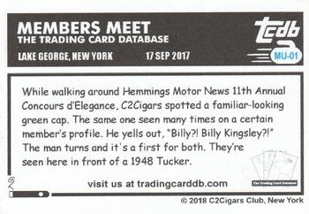 2018 C2Cigars TCDB Business Card - Meet-Ups #MU-01 Billy Kingsley / C2Cigars Back