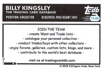 2018 C2Cigars TCDB Business Card - T-Shirts #TS-BK Billy Kingsley Back