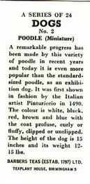 1961 Barbers Tea Dogs #2 Miniature Poodle Back