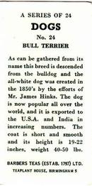 1961 Barbers Tea Dogs #24 Bull Terrier Back