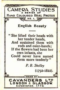 1926 Cavanders Camera Studies (Large) #1 English Beauty Back