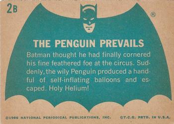 1966 Topps Batman Series B (Blue Bat Logo, Cowl Back) #2B The Penguin Prevails Back