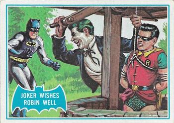 1966 Topps Batman Series B (Blue Bat Logo, Cowl Back) #15B Joker Wishes Robin Well Front