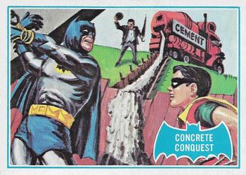1966 Topps Batman Series B (Blue Bat Logo, Cowl Back) #28B Concrete Conquest Front