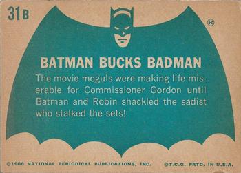 1966 Topps Batman Series B (Blue Bat Logo, Cowl Back) #31B Batman Bucks Badman Back