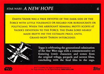 2018-19 Topps Star Wars Galactic Moments Countdown to Episode IX #6 Admiral Motti's Lack of Faith Back