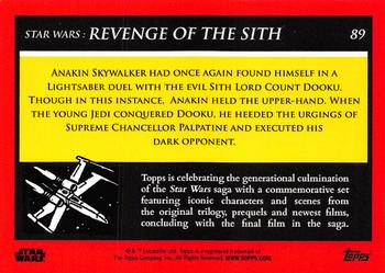 2018-19 Topps Star Wars Galactic Moments Countdown to Episode IX #89 Anakin Skywalker Kills Count Dooku Back