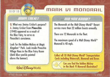 2006 Walt Disney World Transportation: Series One #10 Mark VI Monorail / Jiminy Cricket Back
