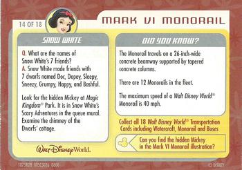2006 Walt Disney World Transportation: Series One #14 Mark VI Monorail / Snow White Back