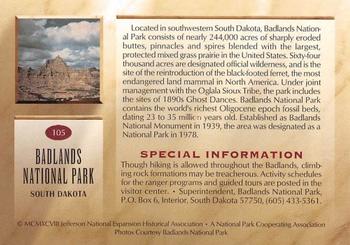 1998 National Parks Collection 2nd Edition #105 Badlands National Park Back
