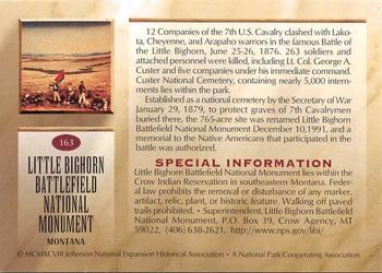 1998 National Parks Collection 2nd Edition #163 Little Bighorn Battlefield National Monument Back