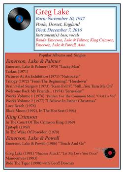 2018-20 J2 Cards Classic Rock #4 Greg Lake Back