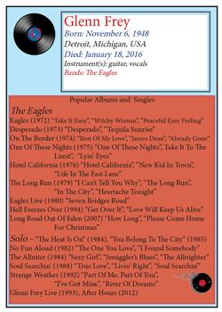 2018-20 J2 Cards Classic Rock #42 Glenn Frey Back