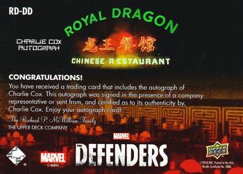 2018 Upper Deck Marvel's The Defenders - Markings of the Royal Dragon Autographs #RD-DD Charlie Cox Back