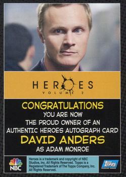 2008 Topps Heroes Volume 2 - Autographs #NNO David Anders Back